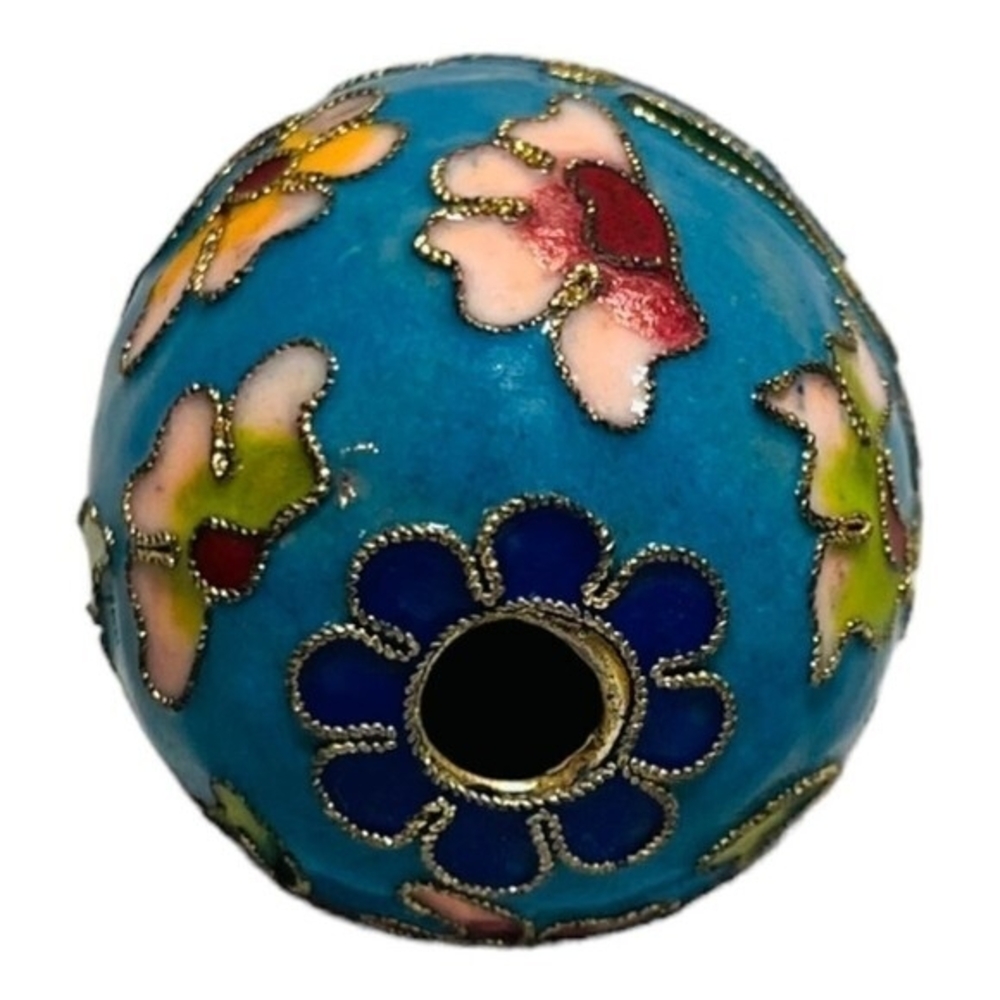 Vintage Asian Cloisonné Multicolored Enamel Floral Hand Painted Egg Figurine VG - Picture 4 of 4